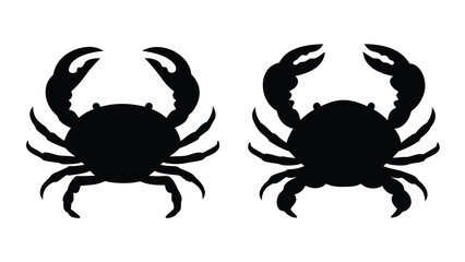 Two crab silhouette vector illustration ocean sea life animal crab claw seafood marine biology art