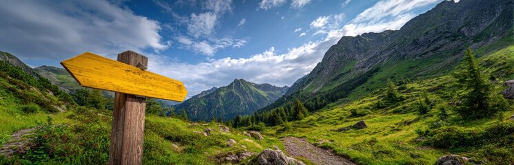 Naklejka premium Mountain Hiking Trail Sign