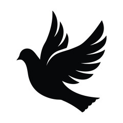 Dove bird silhouette flying vector illustration peace symbol freedom concept design element art