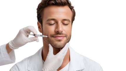 Cosmetic Treatment: A close-up shot captures the delicate moment of cosmetic enhancement, as an experienced professional performs a facial injection with precision and care.