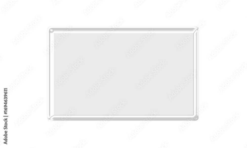 Poster modern 3d render of a blank white button or panel with an embossed frame, isolated on a white backgr