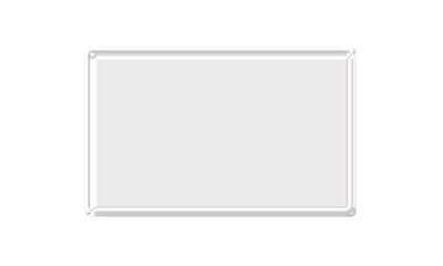 Modern 3D render of a blank white button or panel with an embossed frame, isolated on a white background
