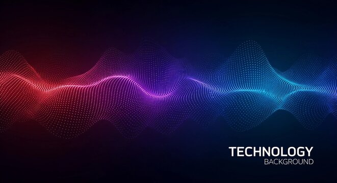 Technology Background with Abstract Wavy Lines | Red and Blue Futuristic Network Design for Presentations, Data Visualization, and Web Banners