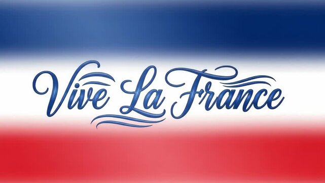 Dynamic display of Vive la France text on french flag background in motion