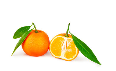 Tangerine fruits isolated on a white background, contour.