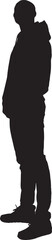 vector, silhouette of  side view portrait of a man standing and look up