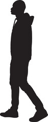 vector, silhouette of side view of a man walking