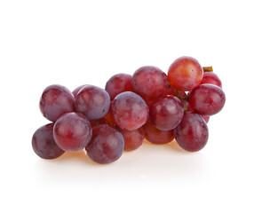 Branch of red grapes , heap of Red fruit white background.