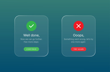 Notification Success and error message liquid glass ui 