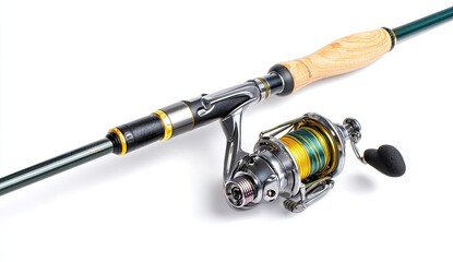 Fishing rod and reel on white background (4)