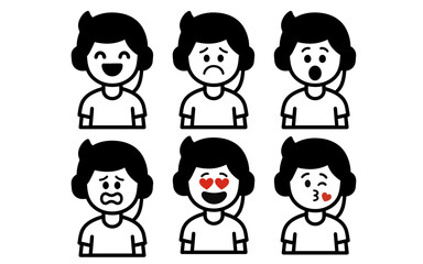 set character teenager in headphones with emotion vector
Vector set character with emotions joy, sadness, satisfaction, anger, love, kiss