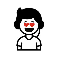 character emotion teenager in headphones love vector on white background
Vector icon character with emotion