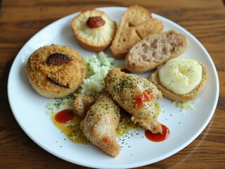 Delicious Red and White Gourmet Dinner Plate