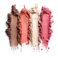 Four streaks of colorful powder makeup