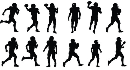 American football player running with the ball isolated on white background, displaying speed and agility in a dynamic and powerful action pose