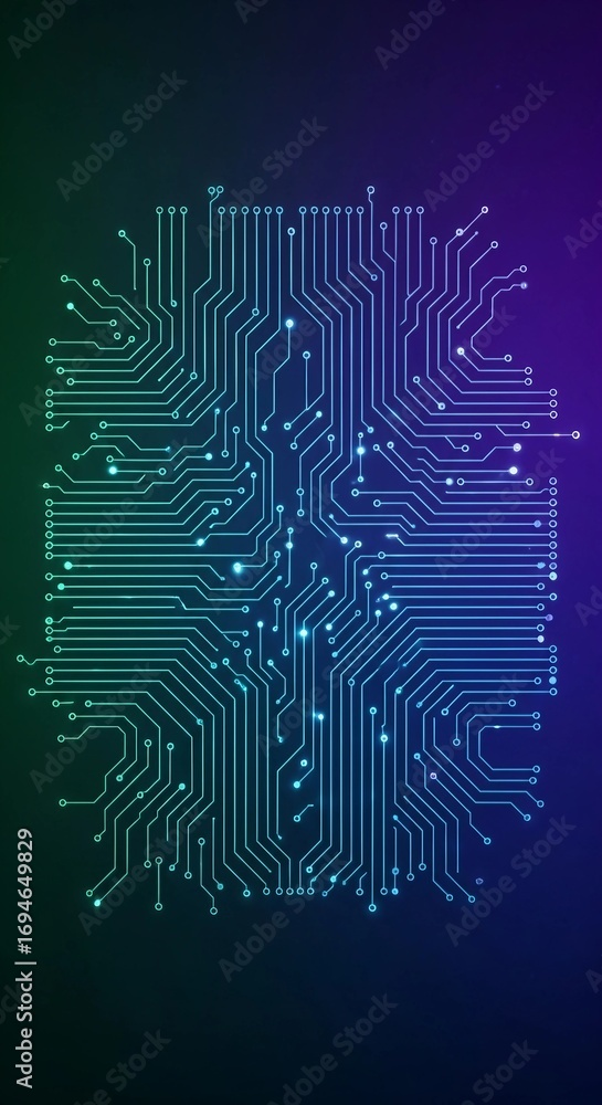 Poster abstract circuit board pattern on dark gradient background | modern tech design for presentations, w