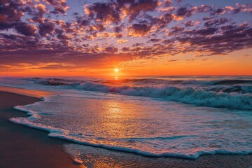 Sunrise over ocean beach
