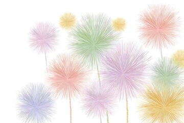 Colorful Floral Fantasy: A whimsical depiction of delicate, fluffy blooms in an array of pastel colors, creating a dreamy and artistic feel. 