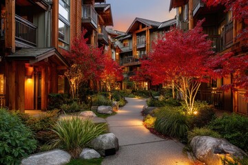 Fototapeta premium Cozy courtyard at sunset