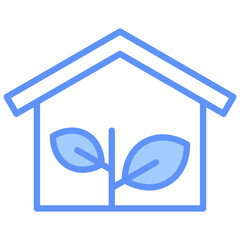 Green House Outline Blue Color Icon