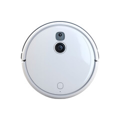 Top View of a Modern White Smart Robotic Vacuum Cleaner