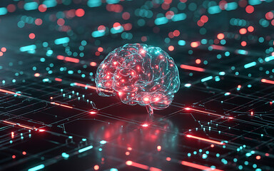 Abstract digital brain with glowing circuits representing artificial intelligence and advanced technology