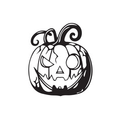 Spooky hand-drawn jack-o'-lantern illustration for Halloween celebration, perfect for autumn decorations, party invitations, and seasonal designs with a creepy yet festive vibe