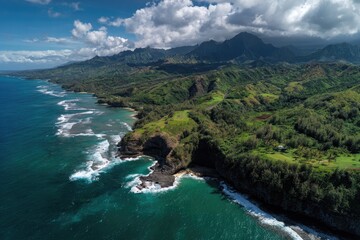 Coastal mountain range aerial view