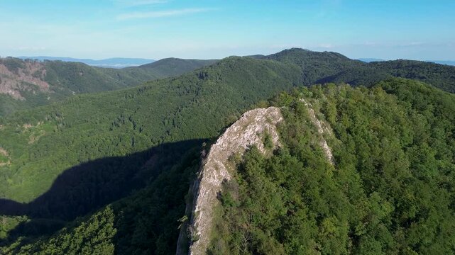aerial drone shot captures the powerful beauty of Sivec mountain in Slovakia