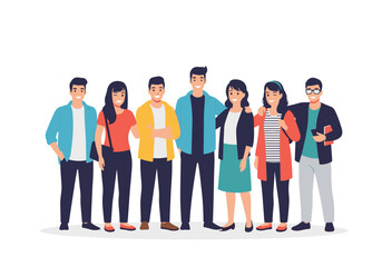 Obraz premium A diverse group of young people standing together showing unity and friendship in modern casual wear