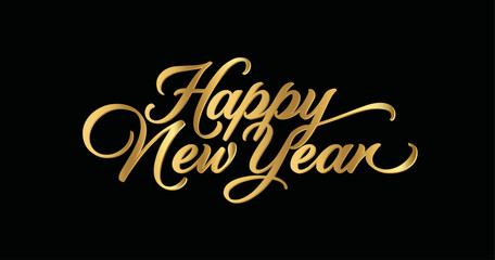 Golden happy new year vector text  and merry christmas