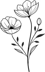 minimalist flower hand drawn vector eps