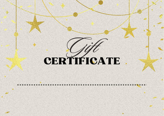 Gift certificate or voucher template with elegant design, decorative ribbon and bow, festive background, blank space for text or logo, suitable for holidays, sales, special offers, and promotional