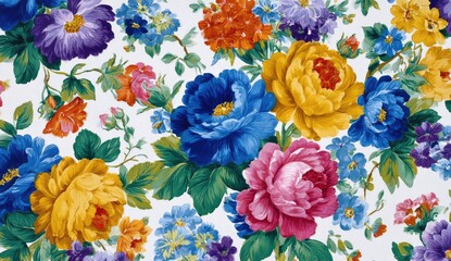 Vibrant floral print fabric design