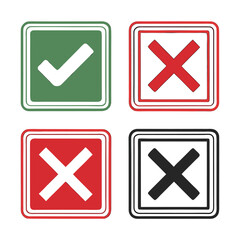Checkmark and X marks illustrate choices, decisions, and confirmations for web design, apps, and user interfaces, perfect for business or marketing