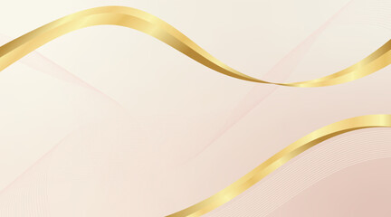 Elegant abstract golden wave background with luxury curved line design, modern pastel gradient wallpaper template for invitation, banner, poster, and corporate branding