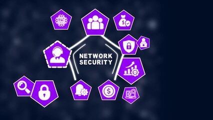 Network Security Concept with Purple Accents and Dark Blue Background cybersecurity data protection