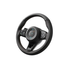 Modern Car Steering Wheel with Integrated Controls and Display
