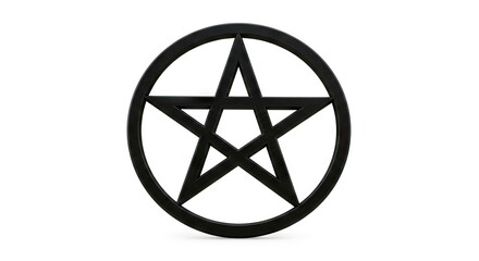 A black pentagram symbol encircled stands isolated on a white background