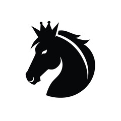 Horse head with crown majestic silhouette artwork with clean white background illustration vector