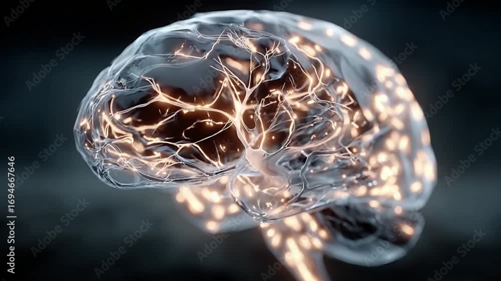 Poster brain's inner workings: a glowing artistic rendering illuminates the intricate network of neural pat