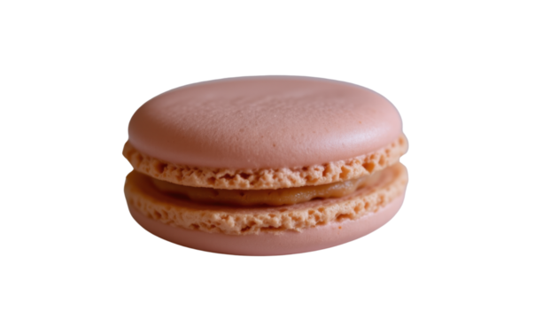 Delicate Pink Dessert Macaron with Creamy Filling on White Background - Powered by Adobe