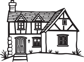 The village house. Hand drawn vector illustration