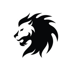 Obraz premium Lion head merged with flame artistic silhouette design with clean white background illustration