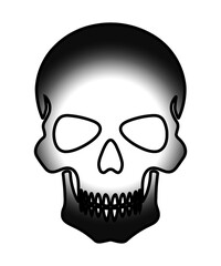 Grayscale Skull Illustration with Black Outline A Symbolic Representation of Mortality and the Transience of Life