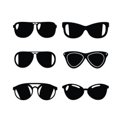 Stylish Eyewear Silhouette Collection Icon  Vector