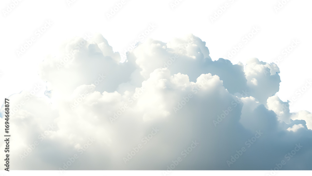 Poster realistic white cloud sky element isolated on transparent background fluffy clouds in cutout isolate