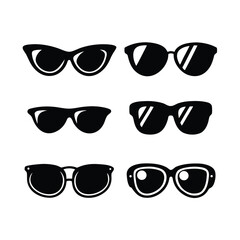 Stylish Eyewear Silhouette Collection Icon  Vector
