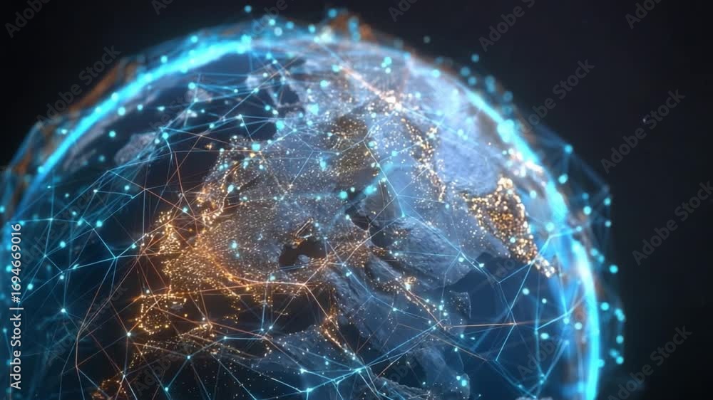 Poster global network of connectivity: this image illustrates the interconnectedness of our world with lumi