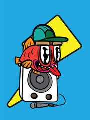 cute animal with music theme illustration